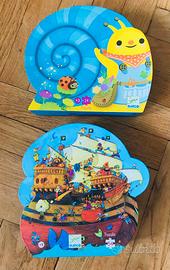 Puzzle Djeco Lumaca + Puzzle Djeco pirati