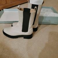 Stivaletti Chelsea pelle beige con nero