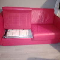 Divano letto matrimoniale Rosso vera pelle