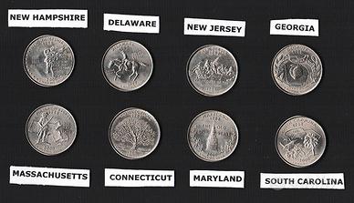 STATI UNITI  8 monete da 25 cent (quarto di $)