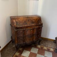 Scrivania secretaire e libreria in radica