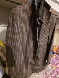 Blazer da uomo lana a righe marroni e bianche