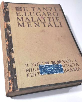Libro antico Malattie mentali 1914 tanzi-lugaro