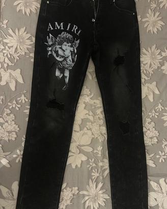 Jeans neri Cherub stile AMIRI destroyed