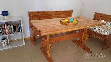 Tavolo + 2 Panche in legno massello