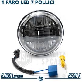 Faro A LED Rotondo 7 Pollici Per Auto E Moto - Fascio Hi/Lo, DRL, Indicatore Ambram, Impermeabile IP67