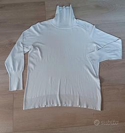 maglione dolcevita bianco taglia forte