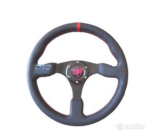 VOLANTE IN PELLE NERA CON RIFINITURA ROSSA