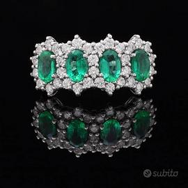 ANELLO HARMONY ORO 18KT DIAMANTI E SMERALDI