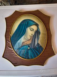 Quadro madonna addolorata legno e vetro bombato 