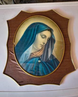 Quadro madonna addolorata legno e vetro bombato 