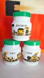 3 contenitori vintage Sale Zucchero Caffè 