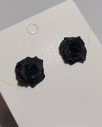 orecchini artigianali  rose nere