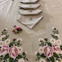 Tovaglia Ricamo a Mano Canapone Rose Maxi