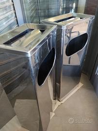 Portarfiuti con posacenere in acciaio 