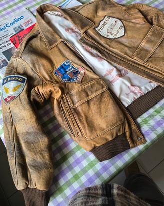 giubbotto stile aeronautica vera pelle primo fiore