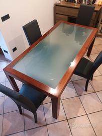 Tavolo da pranzo ciliegio 180x90 + 6 sedie