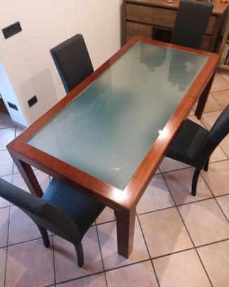 Tavolo da pranzo ciliegio 180x90 + 6 sedie