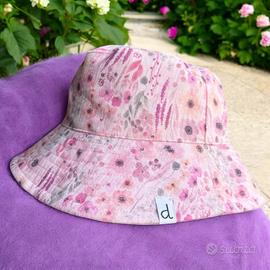 Cappello di mussola a secchiello con fiori - 4-5T