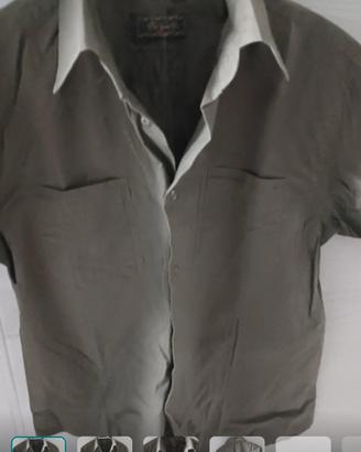 Camicia uomo manica corta t-shirt colore verde mil