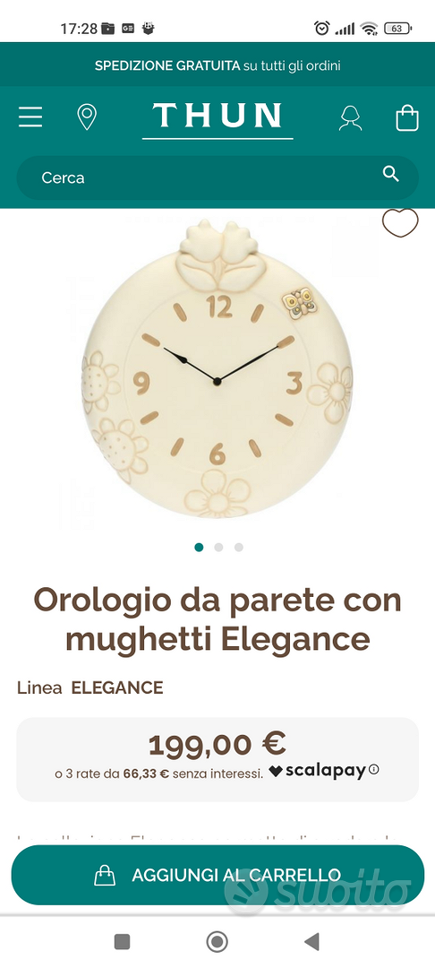 THUN - Orologio da Parete con Mughetti, Linea Elegance - Arredare