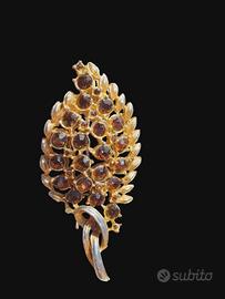 Spilla Vintage anni '50/'60 - Foglia con Cristalli