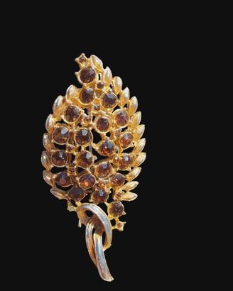 Spilla Vintage anni '50/'60 - Foglia con Cristalli