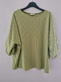 maxi blusa verde oliva in pizzo taglia comoda