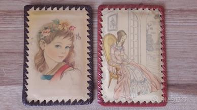2 VECCHI QUADRI QUADRETTI ANNI 30 MIKI VINTAGE