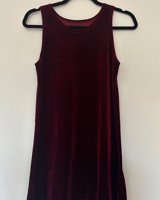 Vestito corto in velluto bordeaux elegante