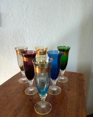 Set bicchieri in vetro di murano vintage 6 pz
