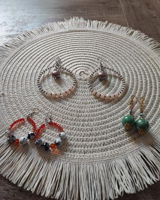 set di 3 paia di orecchini in pietre  e cristalli 