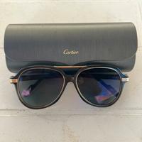 Occhiali da Sole Cartier Nere Oro e Oro bianco