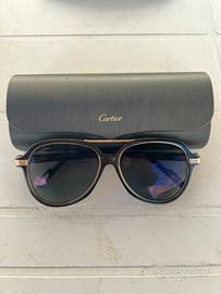 Occhiali da Sole Cartier Nere Oro e Oro bianco