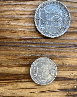 Lotto Monete Argento San Marino 10 E 20 Lire Rare