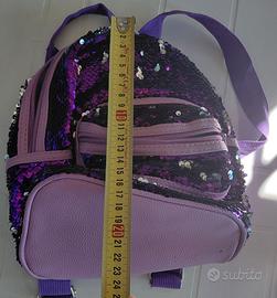 Zaino mini con paillettes viola reversibili