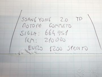 Motore ssangyong 2.0 td 664951