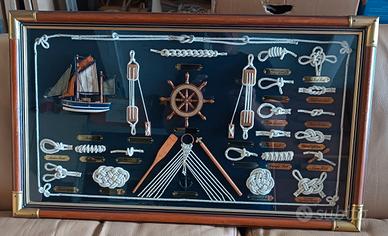 Quadro Vintage con nodi marinari e oggetti nautici
