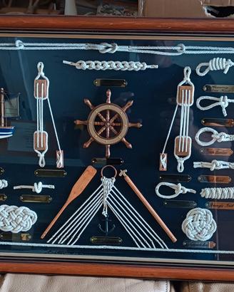 Quadro Vintage con nodi marinari e oggetti nautici