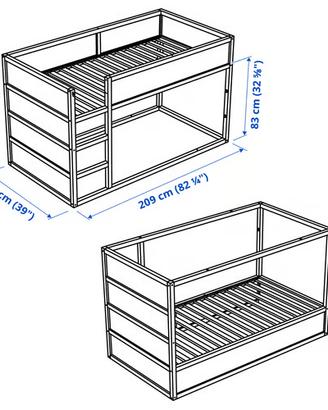 Letto a soppalco per ragazzi IKEA KURA