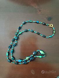 collana vintage di perline iridescenti di vetro