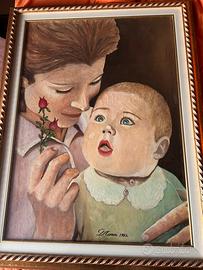 Quadro Mamma e Figlio Dipinto