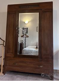 Armadio liberty anni '30 noce con anta a specchio