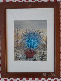 4 quadri con paesaggi naif