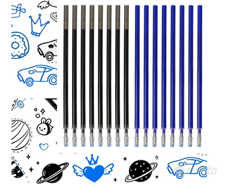 16 Mine di Ricambio Cancellabili 0,7 mm Blu e Nero