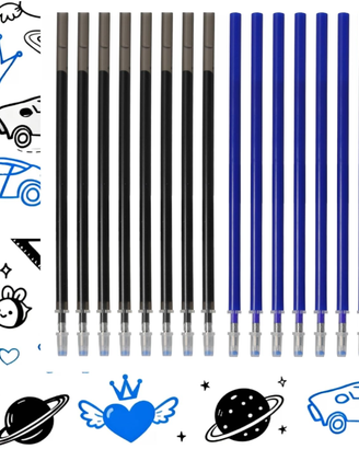 16 Mine di Ricambio Cancellabili 0,7 mm Blu e Nero