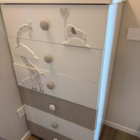 Cassettiera 7 cassetti Pali Savana bianco/grigio