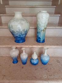 Set vasi in ceramica con lavorazione under glazed