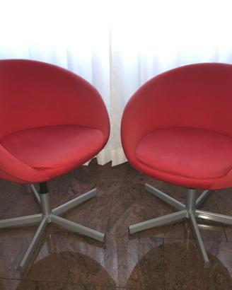 Coppia di potrone girevoli in tessuto rosso