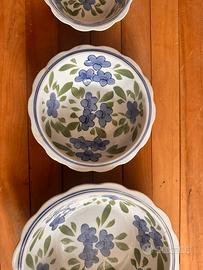 Set 3 Ciotole Vintage Ceramica Dipinta a Mano